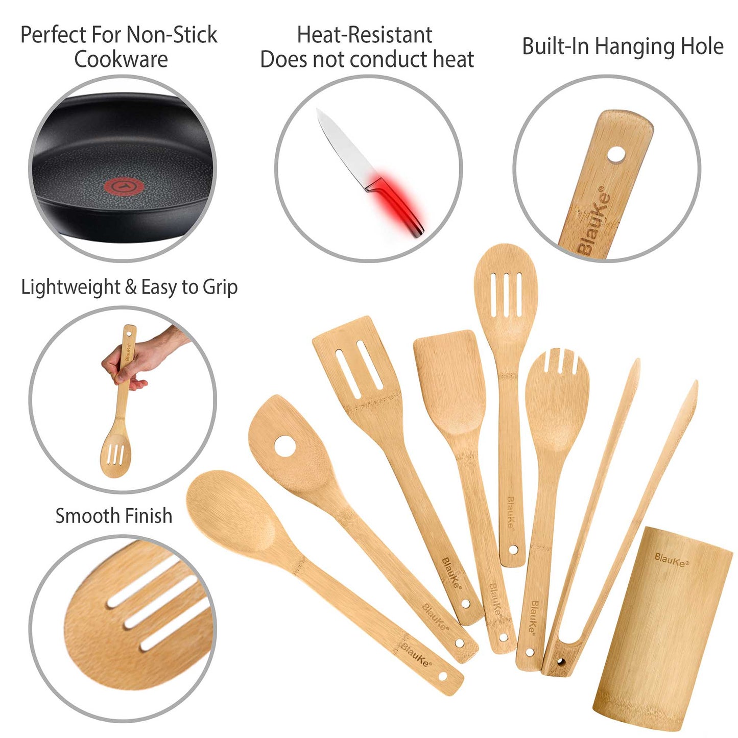 Bamboo Kitchen Utensils Set - Sharp Essence