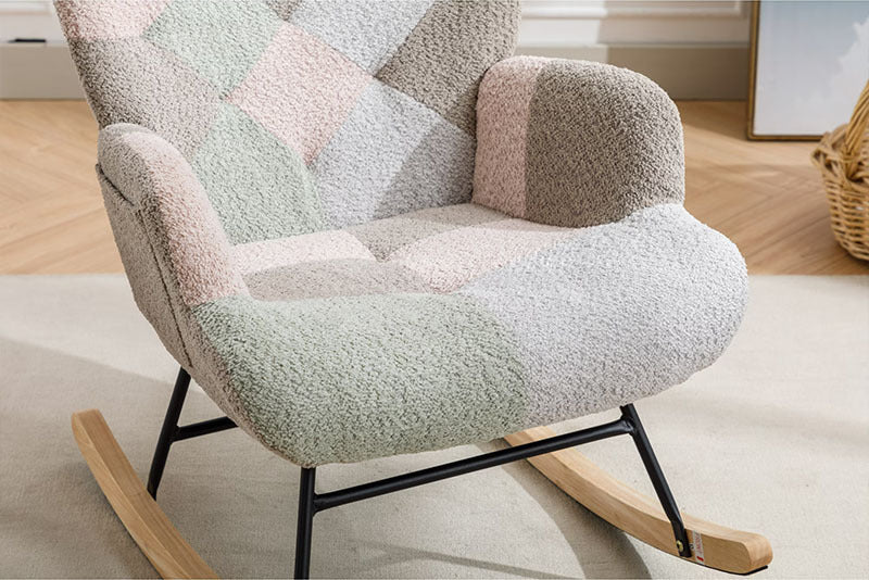 Modern Patchwork Rocking Chair – Macaron Edition