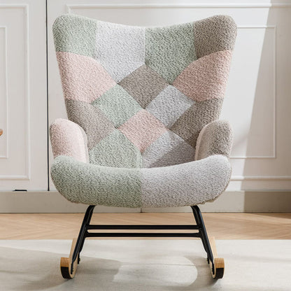 Modern Patchwork Rocking Chair – Macaron Edition