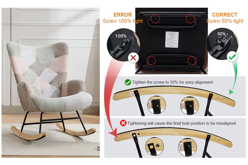 Modern Patchwork Rocking Chair – Macaron Edition