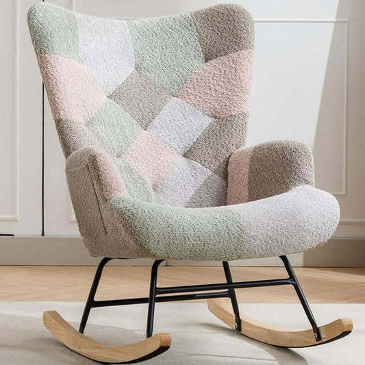 Modern Patchwork Rocking Chair – Macaron Edition